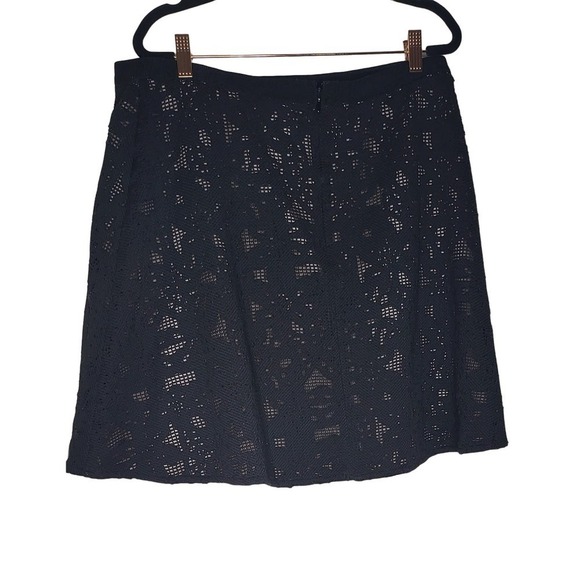 Black Ann Taylor Lace Overlay Skirt SZ 14 - Picture 2 of 4
